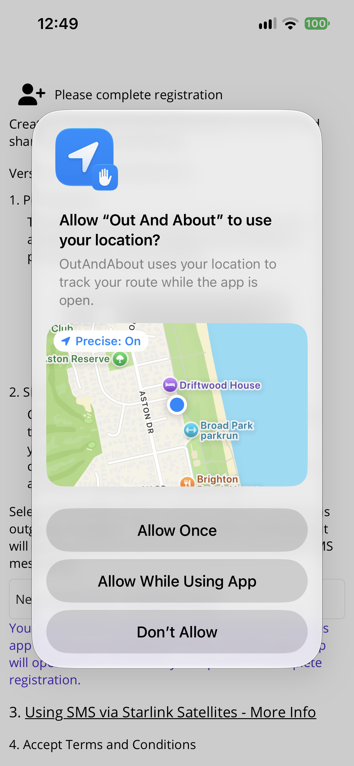 Allow location permissions